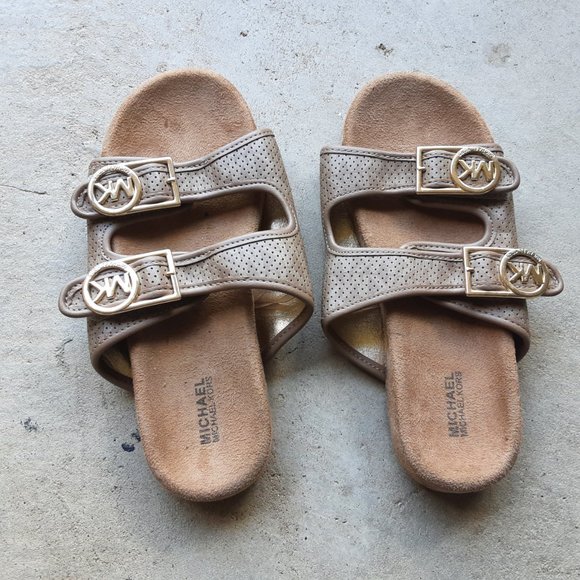 Michael Michael Kors Double Straps w/ Velcro Slide Sandals Size 3 Kids - Picture 2 of 6